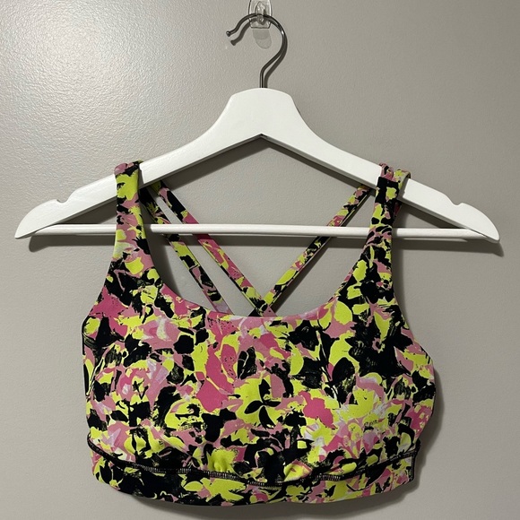 Lululemon Energy Bra Medium Support Inflect Floral Highlight Yellow Multi - Picture 5 of 14
